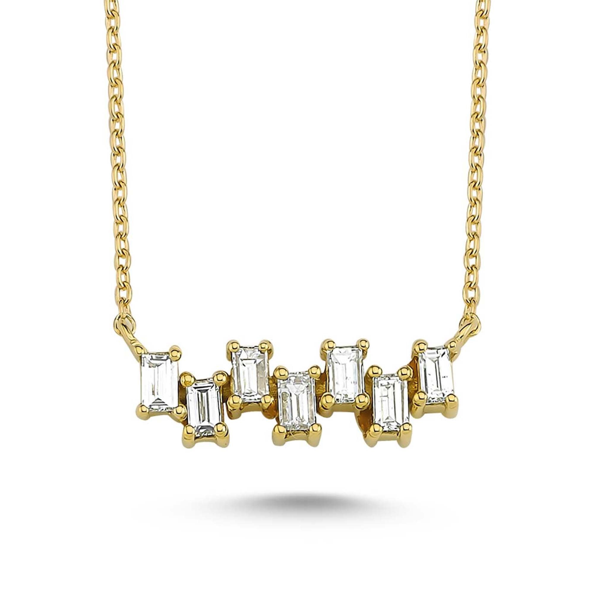 Unique Baguette Diamond Choker Necklace in Gold