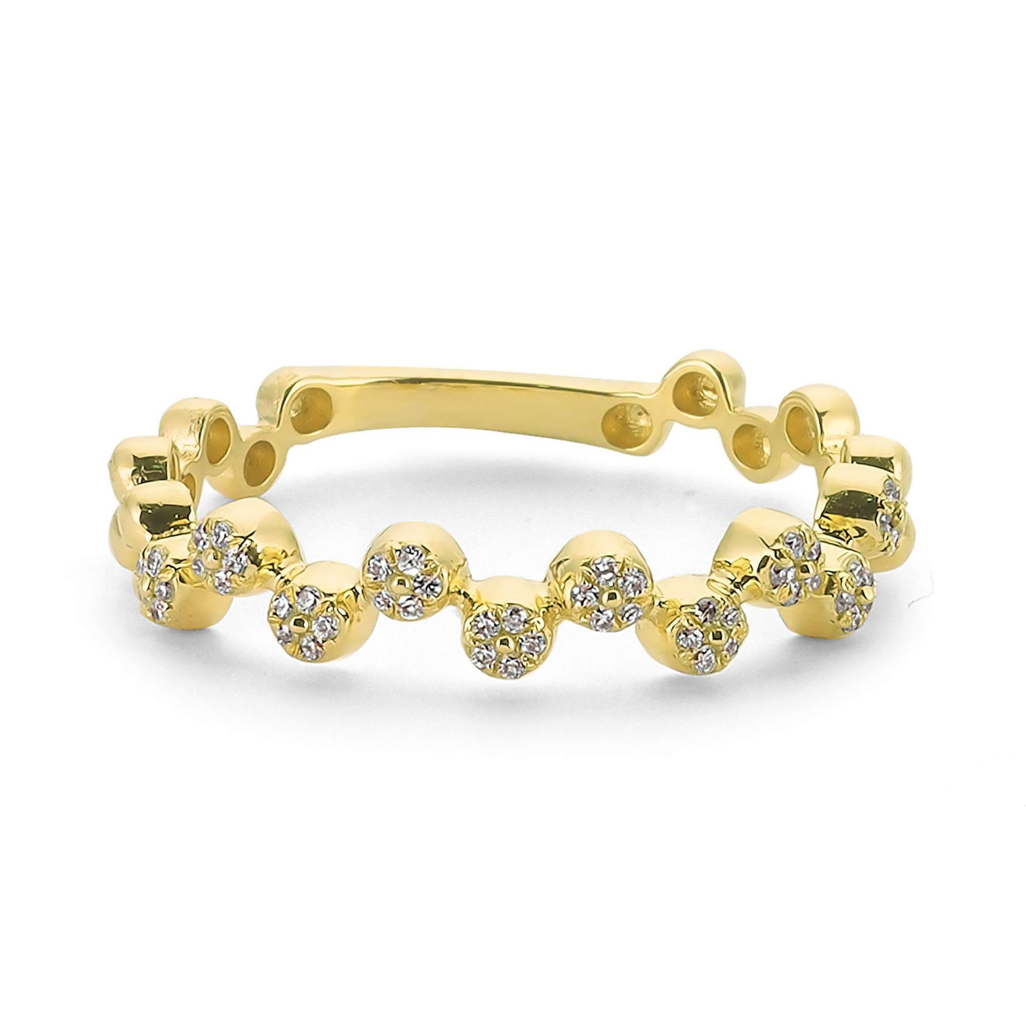 Unique Diamond Ball Ring in 14k Solid Gold