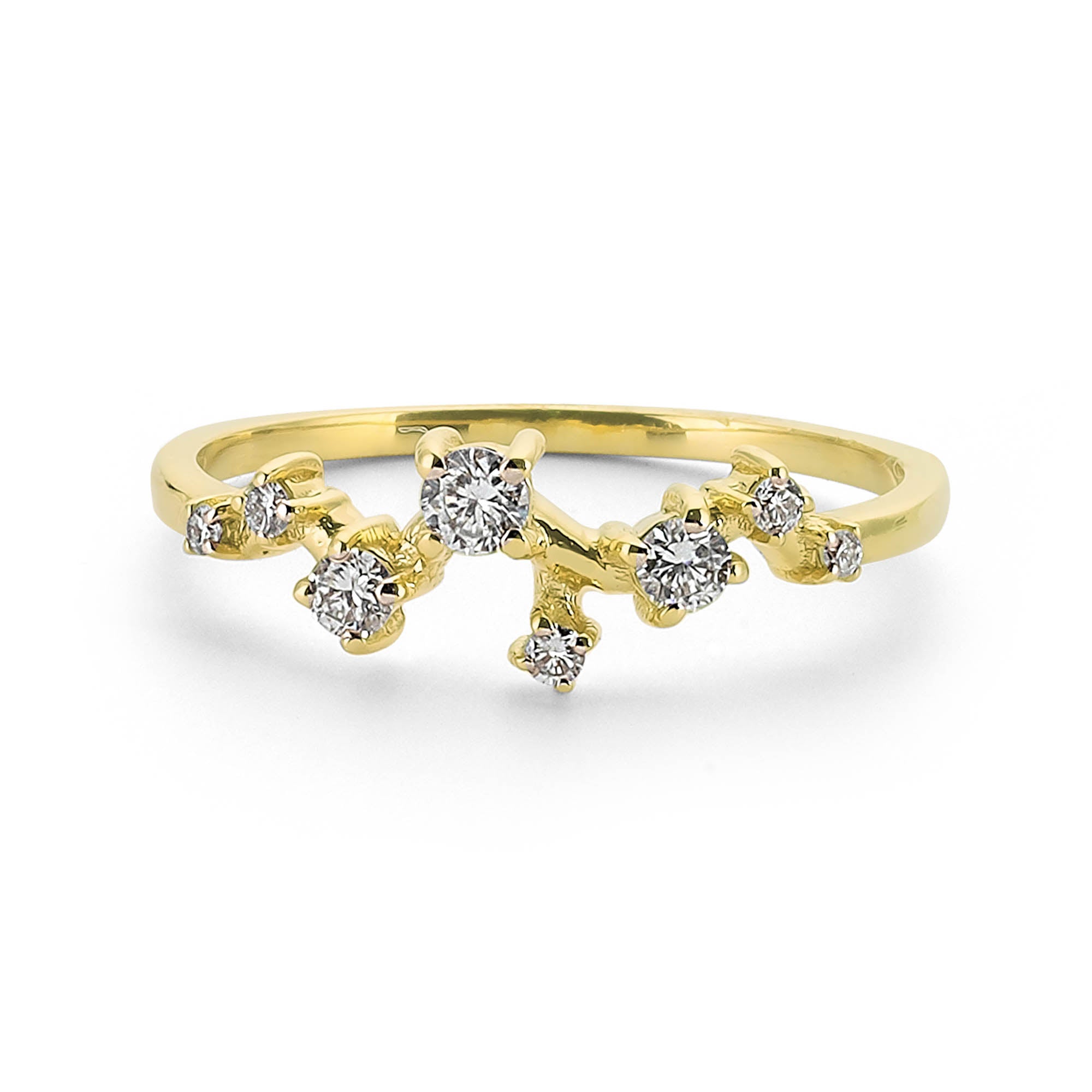 Unique Diamond Branch Ring in Gold