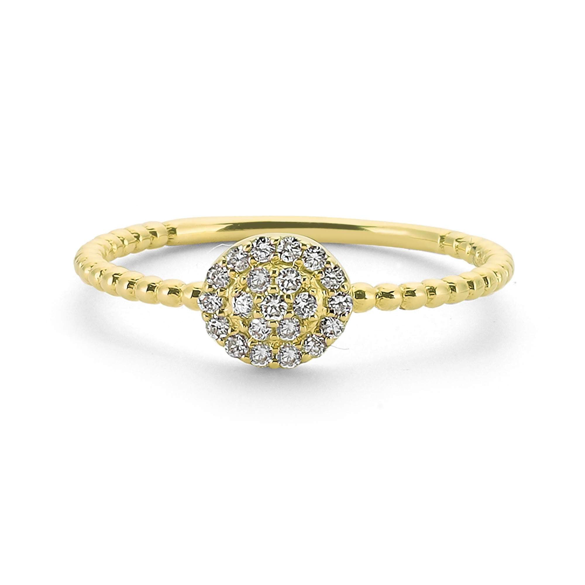 Unique Pave Diamond Stack Ring in Solid Gold