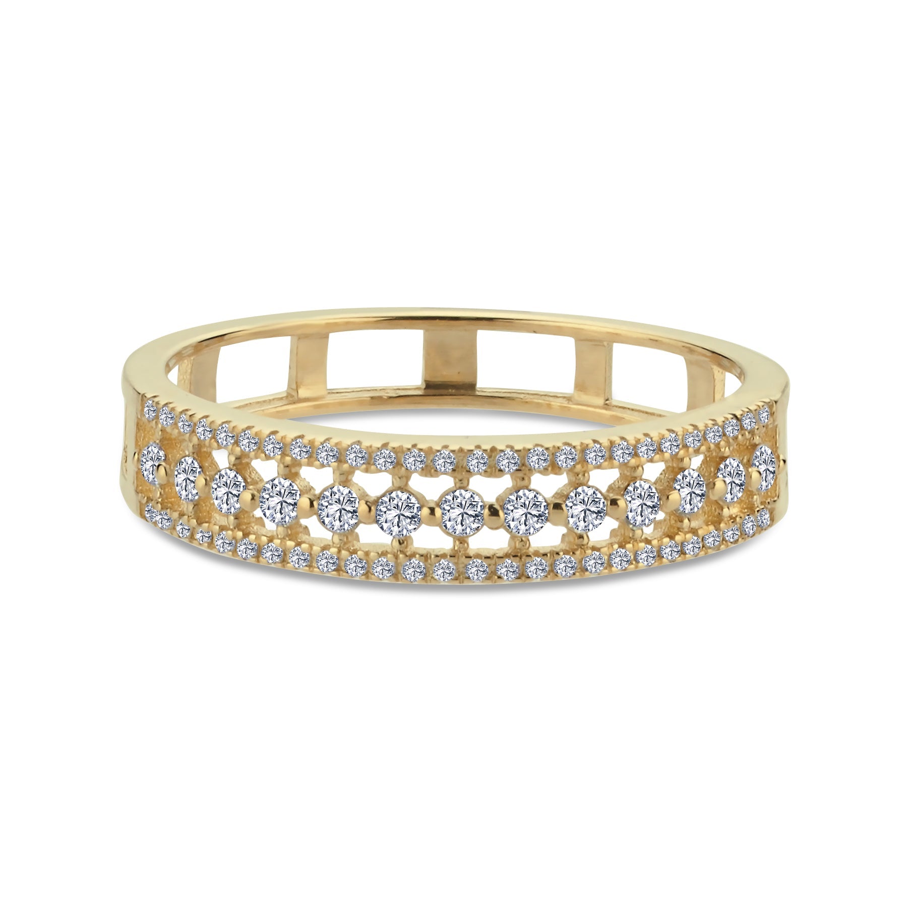 Wide Diamond Ring with 2 Bands