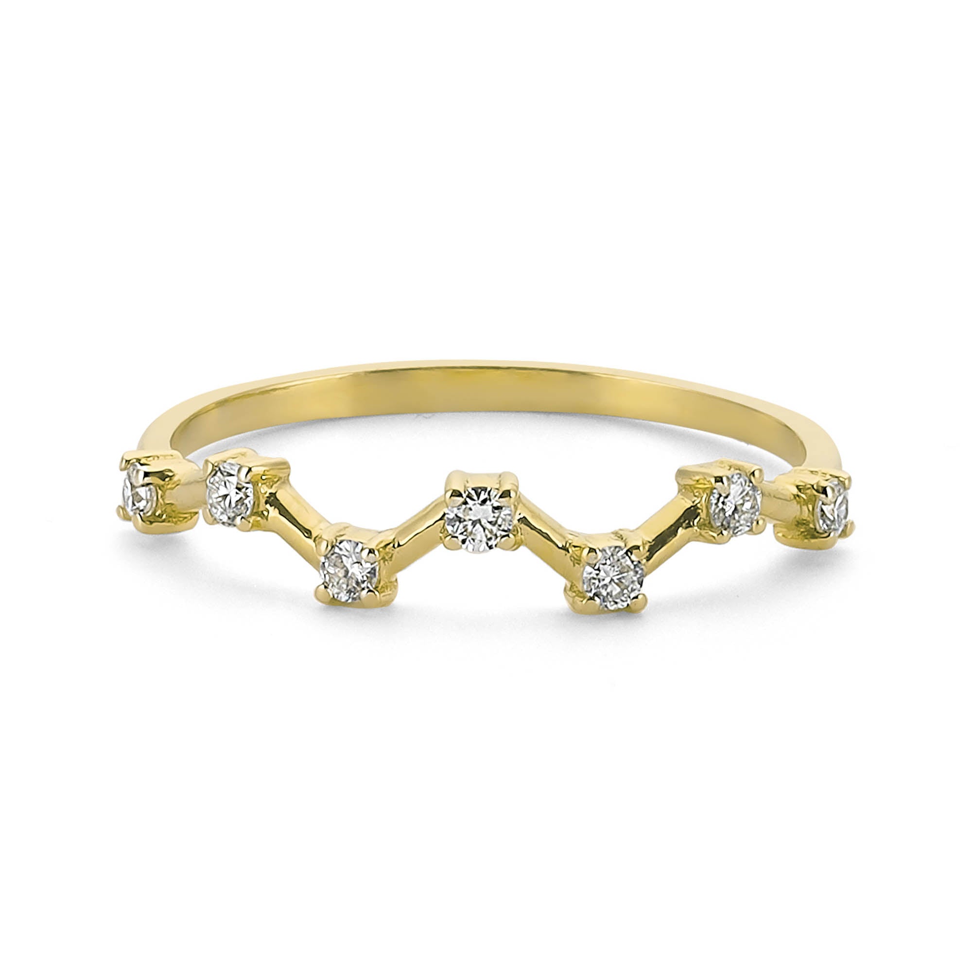 Zig Zag Shaped Diamond Ring in Gold for Women